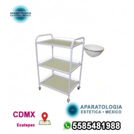 Carro de vidrio con marco de metal