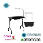 Mesa de manicura portátil con lámpara LED