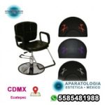 Silla de peinado reclinable negra y tapete...